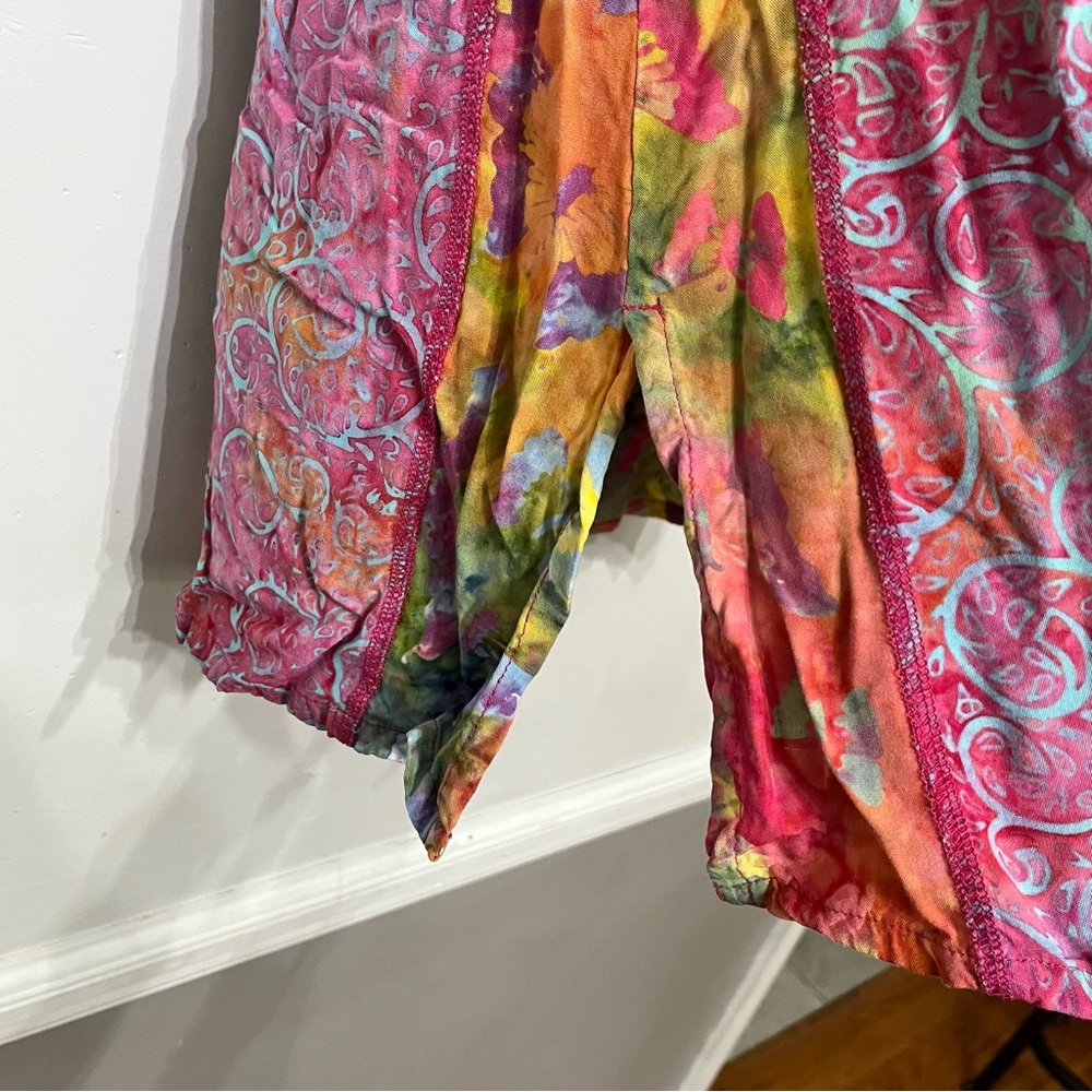 Tropical Tantrum Dress‎ Hawaii Bright Floral Patchwork Pockets Boho XS Mini - Picture 3 of 9